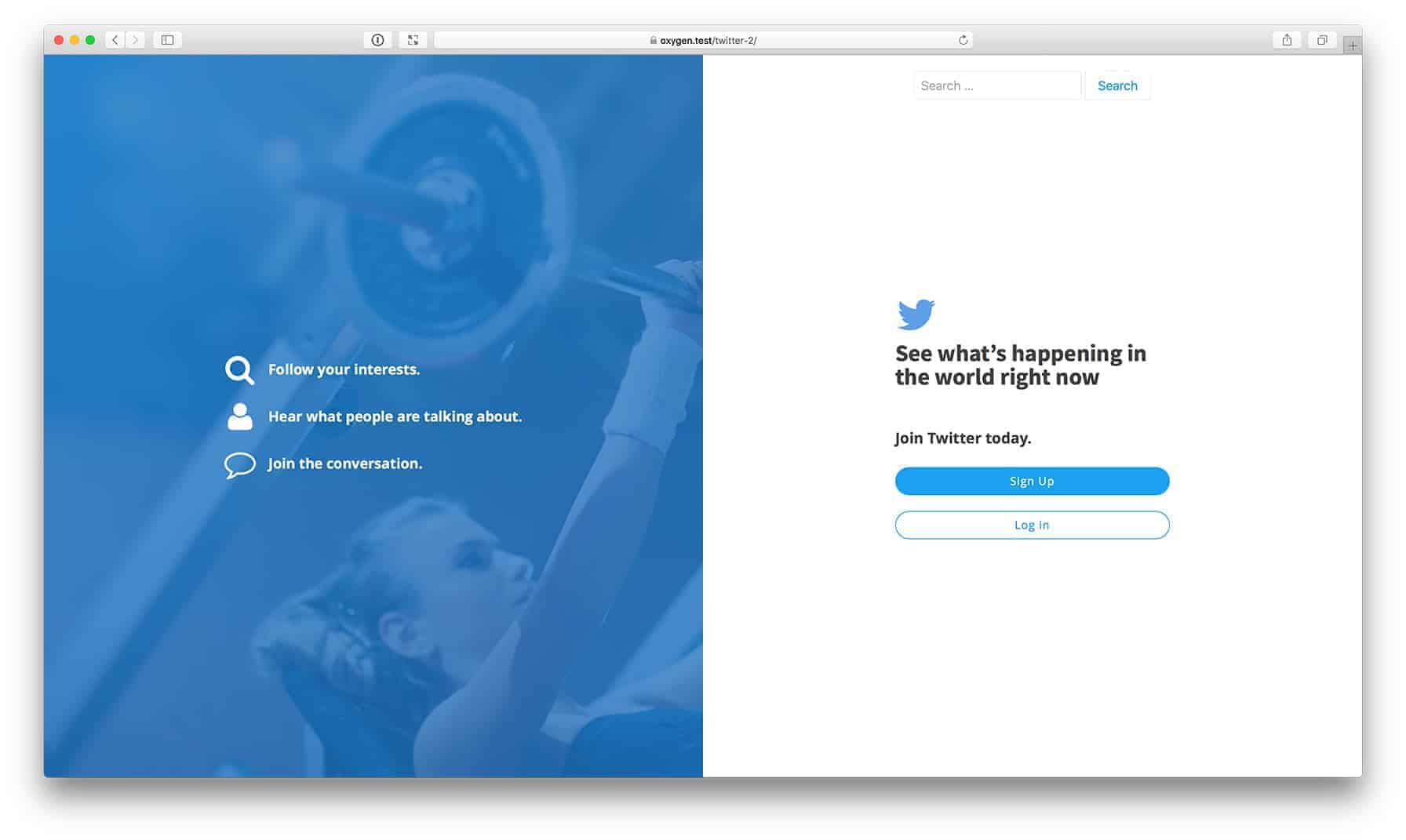 Twitter Homepage in Oxygen