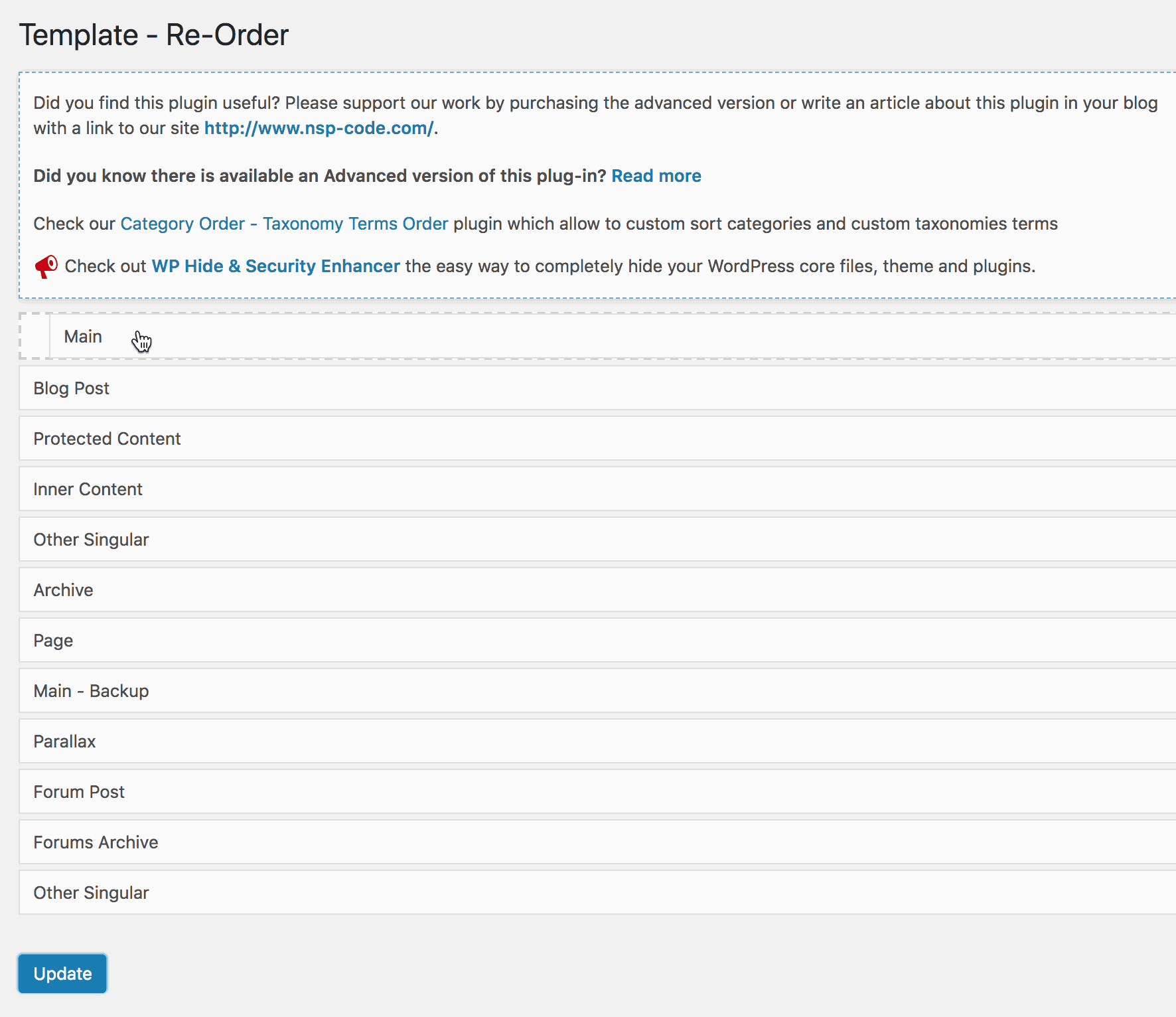 How to reorder Oxygen’s Templates