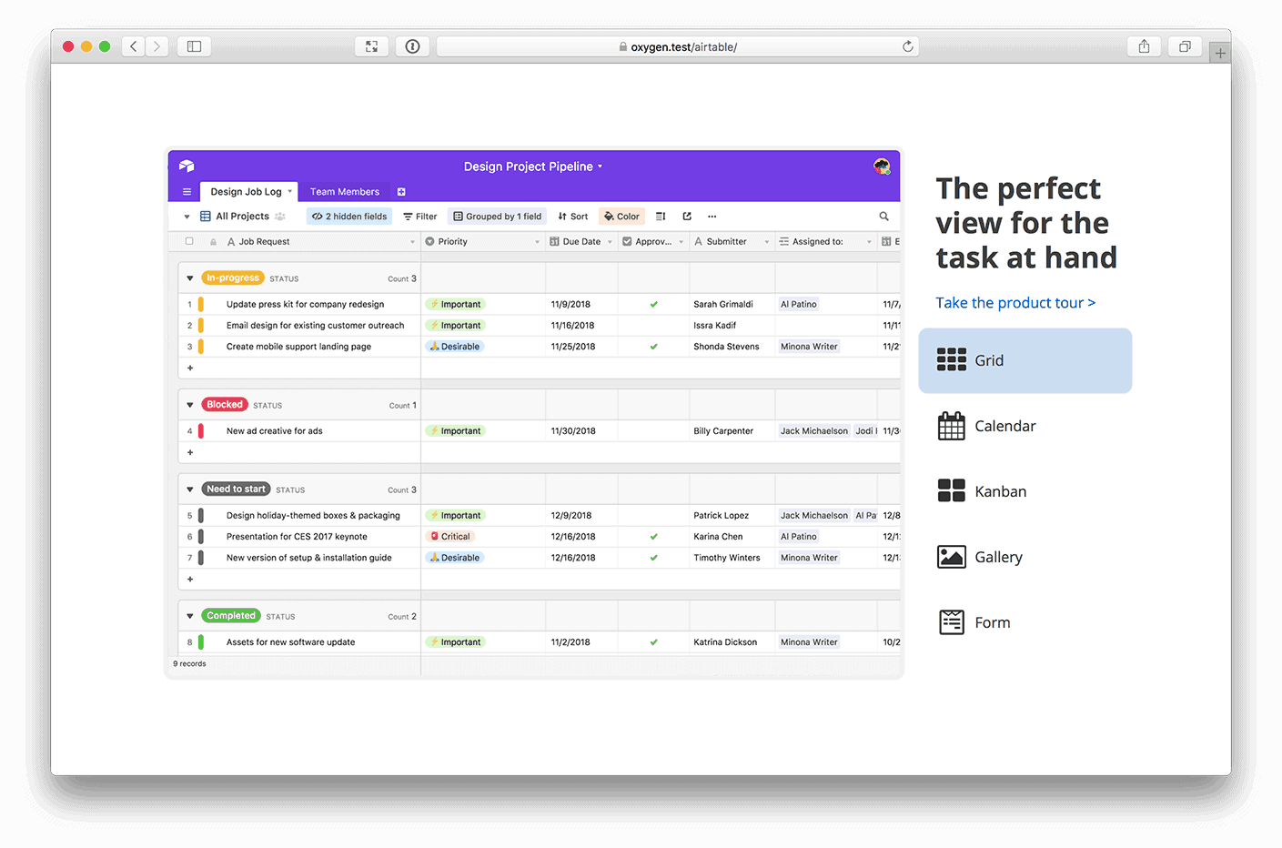 Airtable’s homepage Tabs in WordPress using Oxygen