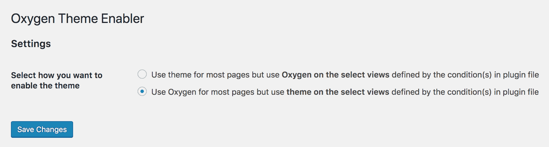 Oxygen Theme Enabler plugin