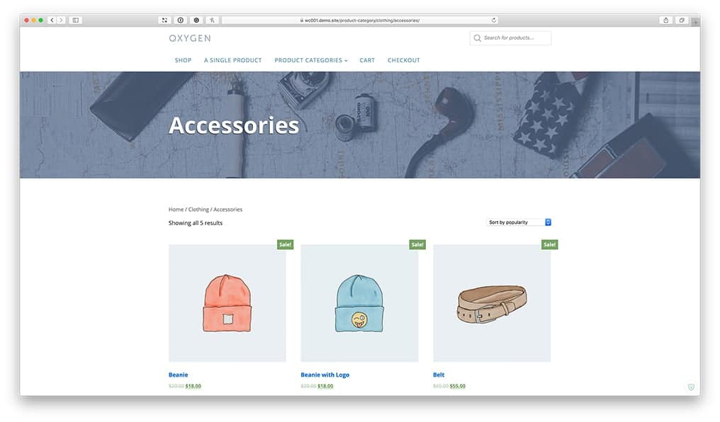 WooCommerce product category image as background with title overlay in Oxygen