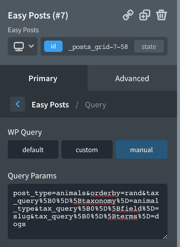 manual Query Params in Oxygen