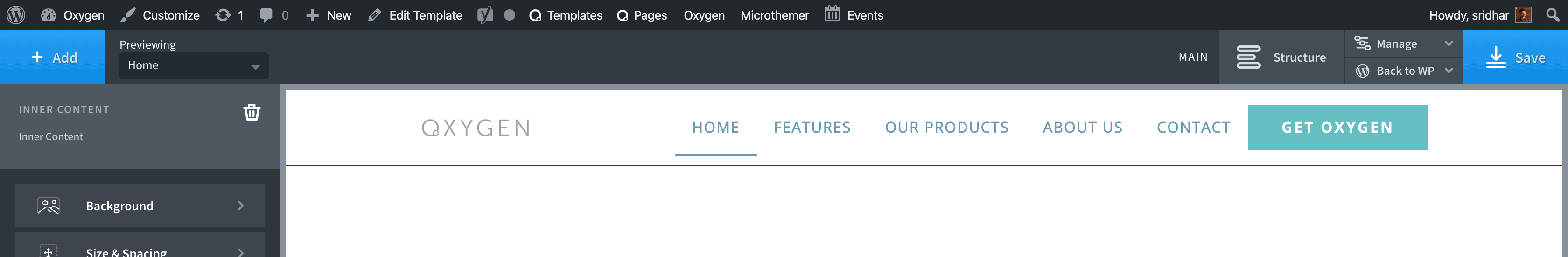 How to enable WordPress Toolbar (Admin Bar) in Oxygen editor