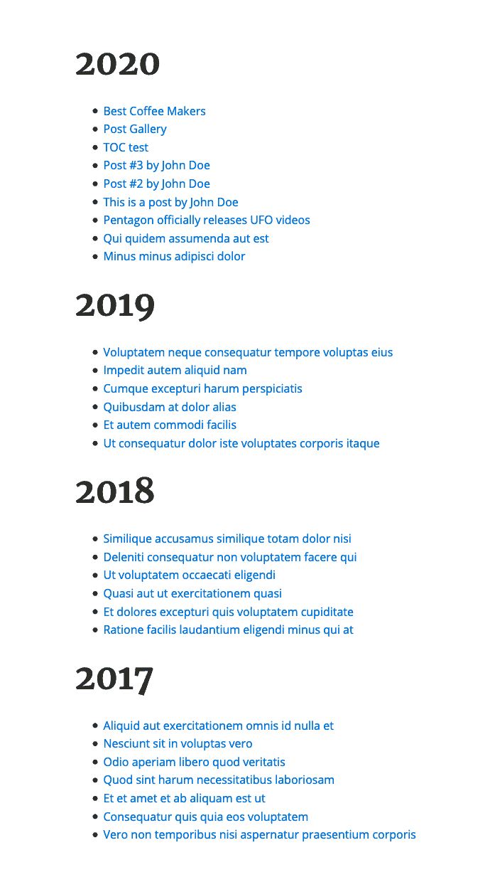 Posts Grouped by Year in WordPress