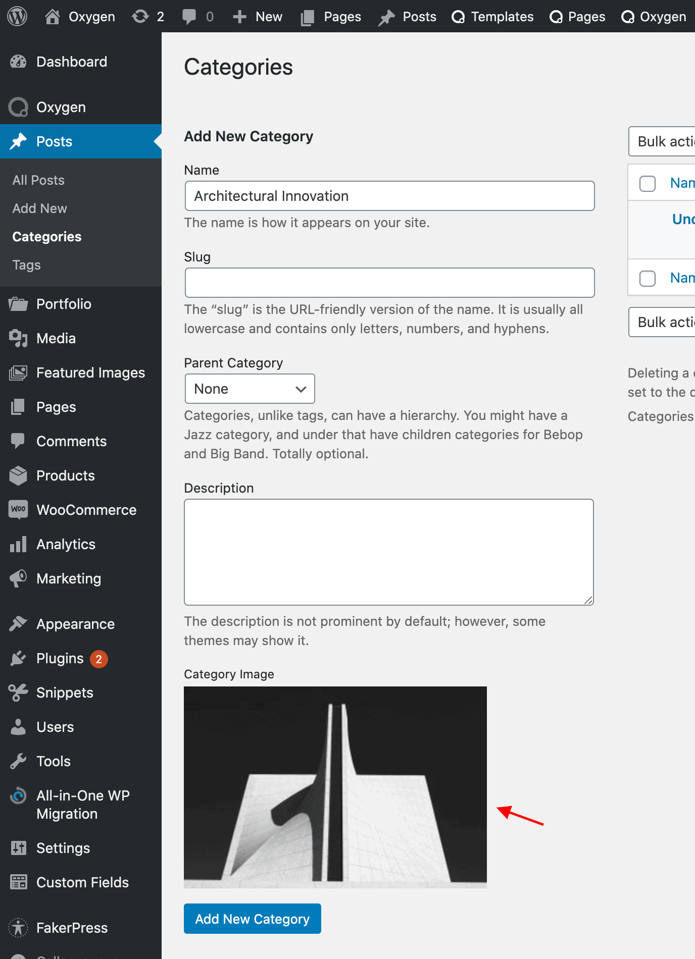 Creating/editing a category and setting an image using ACF