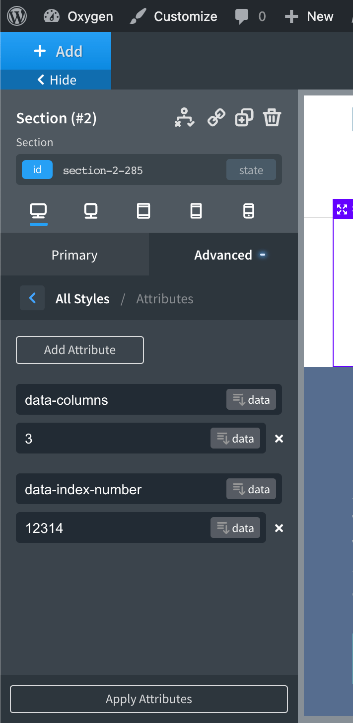 How to show data attribute name and value fields in separate lines in Oxygen editor