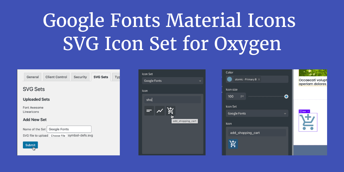 Google Fonts Material Icons SVG Icon Set for Oxygen