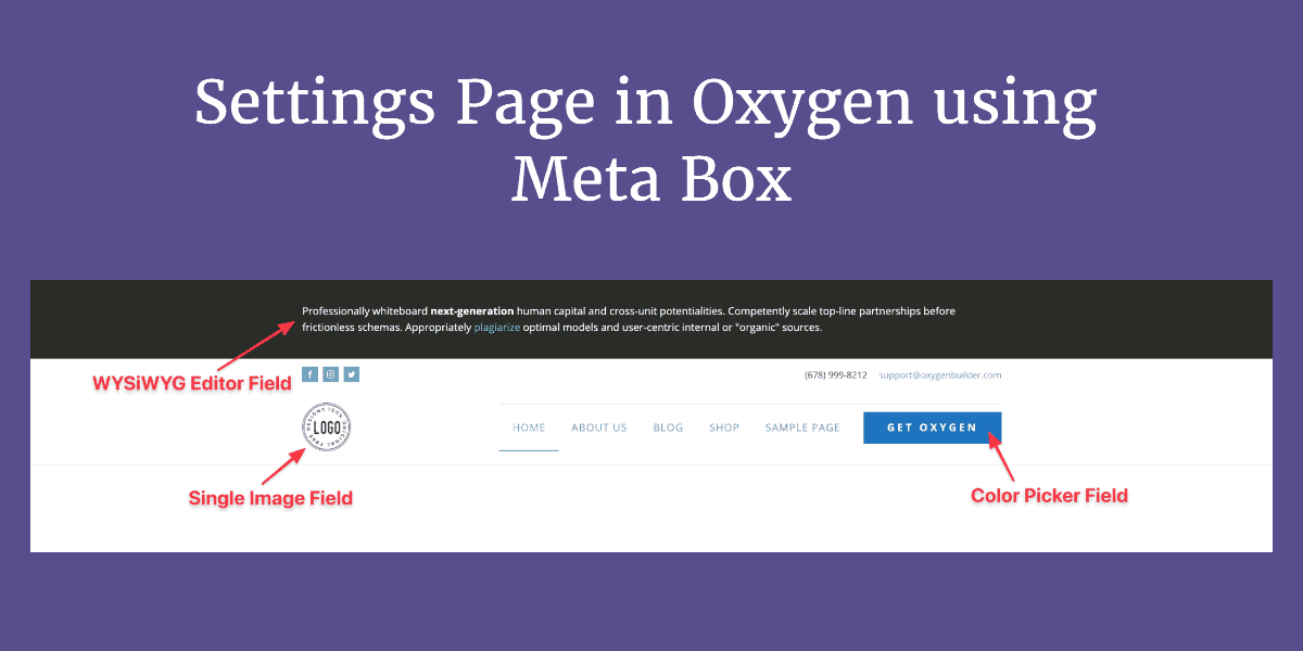 Settings Page in Oxygen using Meta Box