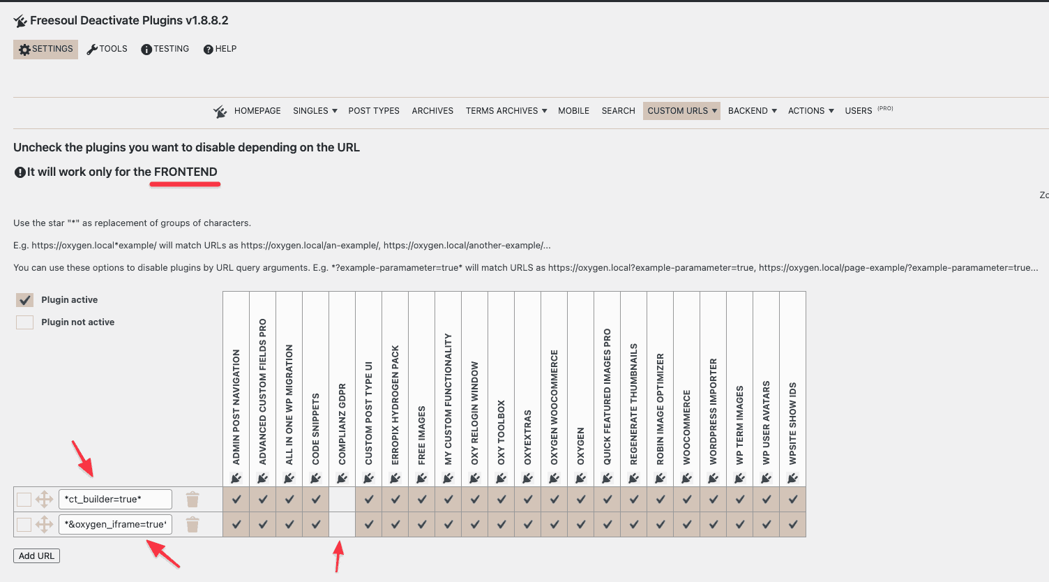 Enable/disable Oxygen on specific pages and deactivate plugins from loading in Oxygen editor using Freesoul Deactivate Plugins