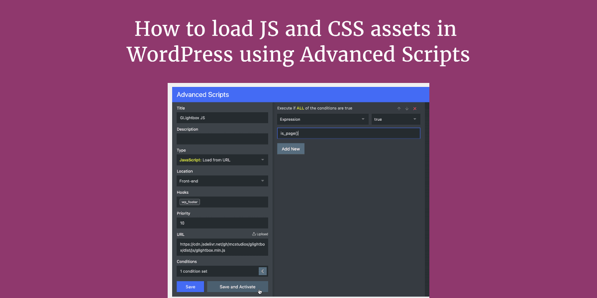 How to load JS and CSS assets in WordPress using Advanced Scripts