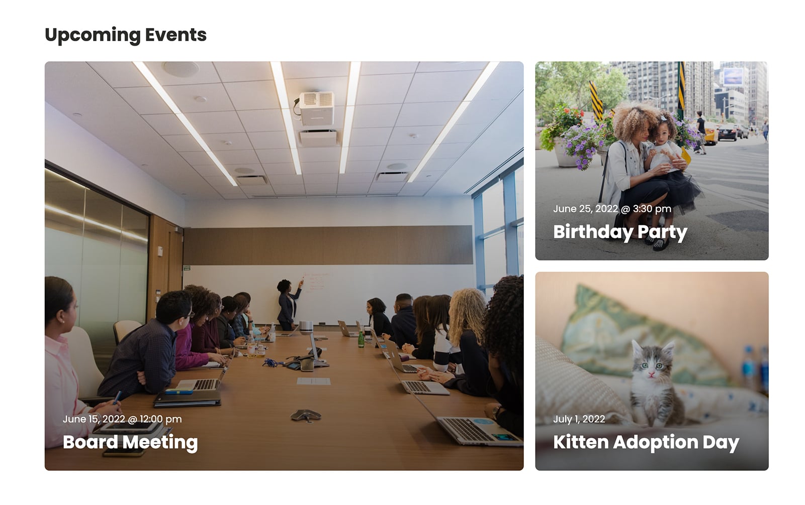 Upcoming Events in a Custom Grid Layout with The Events Calendar