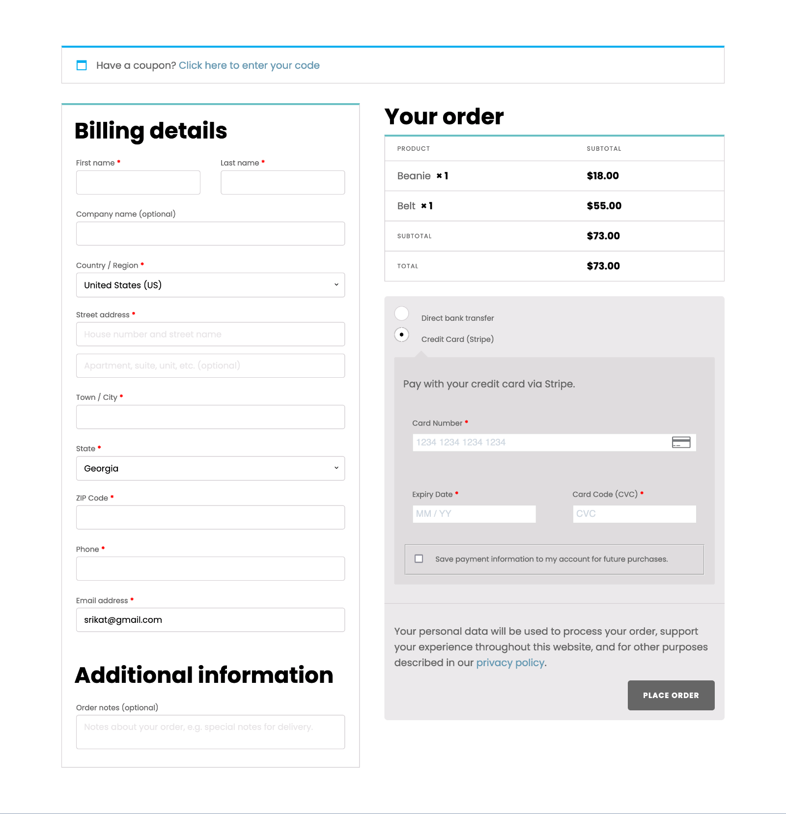 Column Layout for WooCommerce Checkout Page