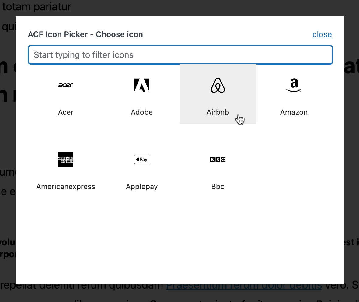 ACF Icon Picker