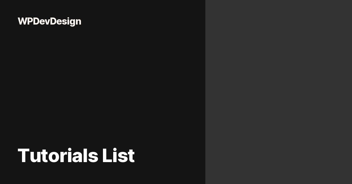 WPDEVDESIGN Tutorial List